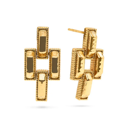 Pathway Post Small Link Earrings - Gold