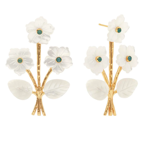 Mermaid Garden Convertible Bouquet Post Earrings - MOP/Ocean Jade