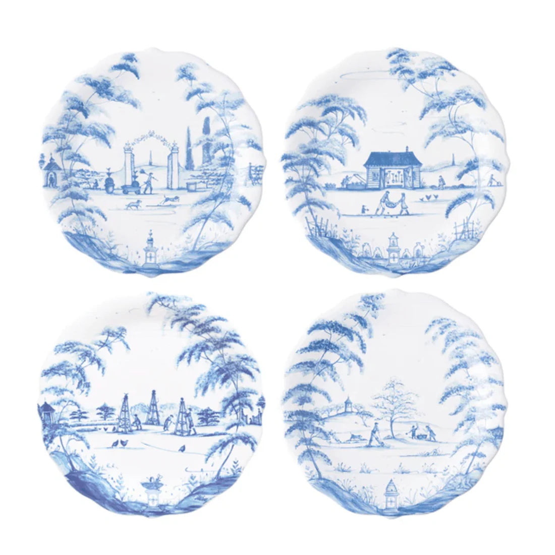 Country Estate Delft Blue Party Plates-Set of Four