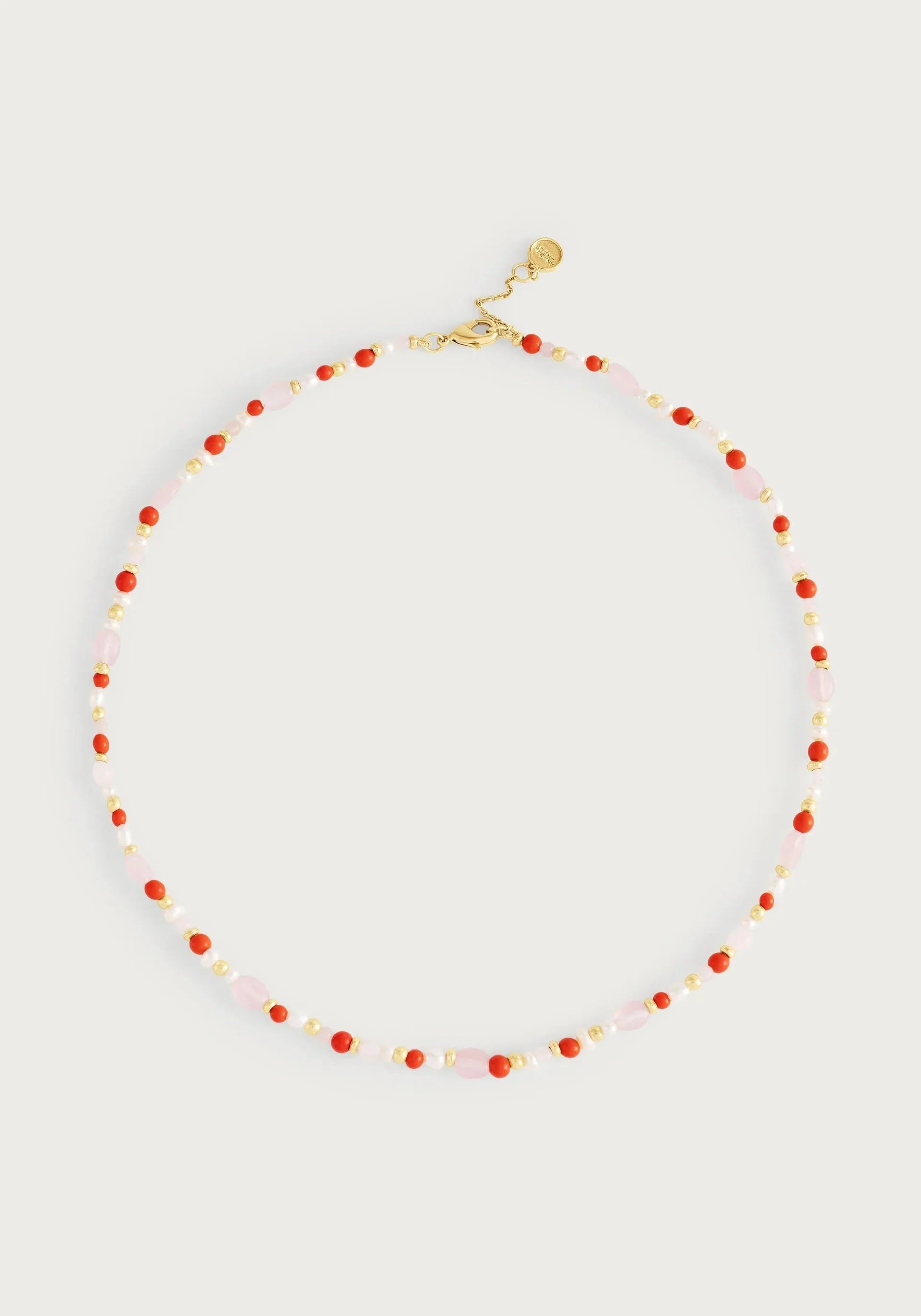 Milos Beaded Necklace, Warm/Muli Pink