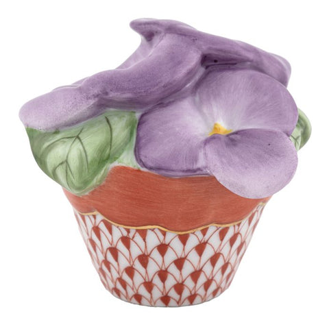 Pansies In Flowerpot-Rust