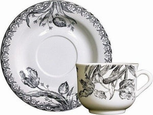 Tulipes Noires Breakfast Cup & Saucer Set / 2