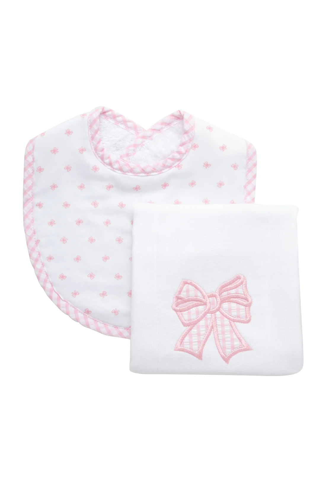 Bow Basic Bib & Burp Set, Pink