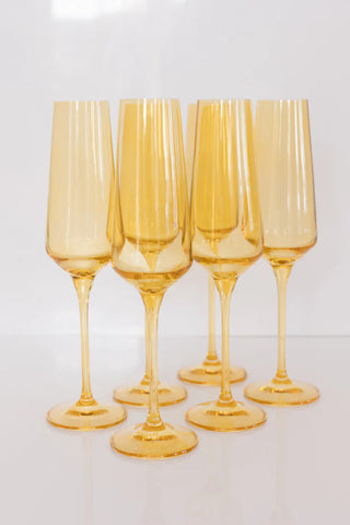Yellow Champagne Flutes-Set of Six