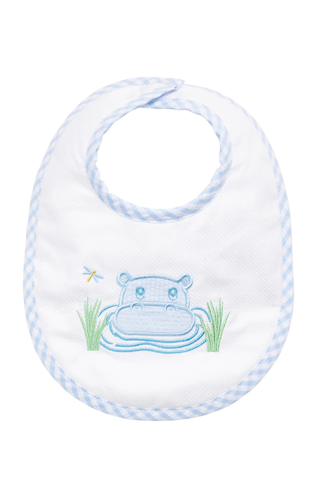 3 Marthas Hippo Applique Basic Bib-Blue