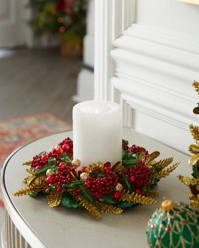 Holiday Treasure Candle Ring/Wreath-4"