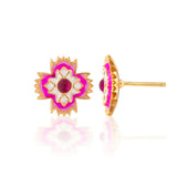 Dianthus Stud Earrings Pink