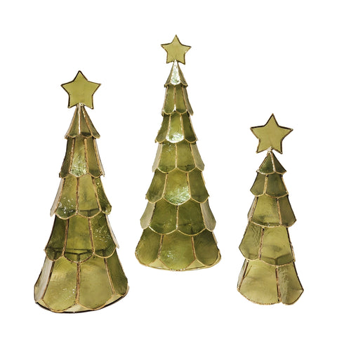 Capiz Layered Tree With Star-Green