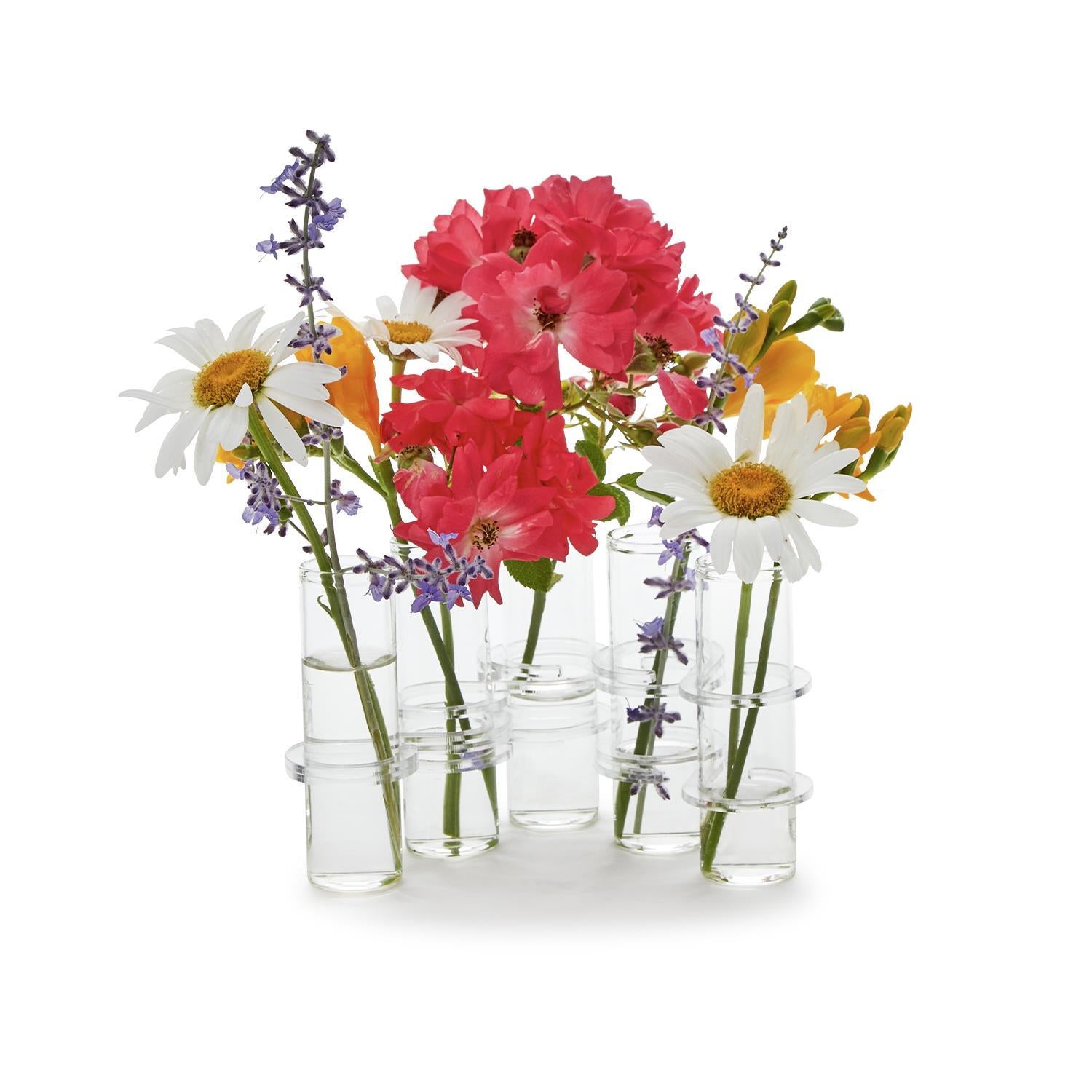 Set of 5 Hinged Tube Flower Vases / Arranger in Gift Box
