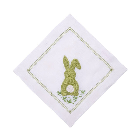 Cottontail Embroidered Cocktail Napkin-Green-Set of 4