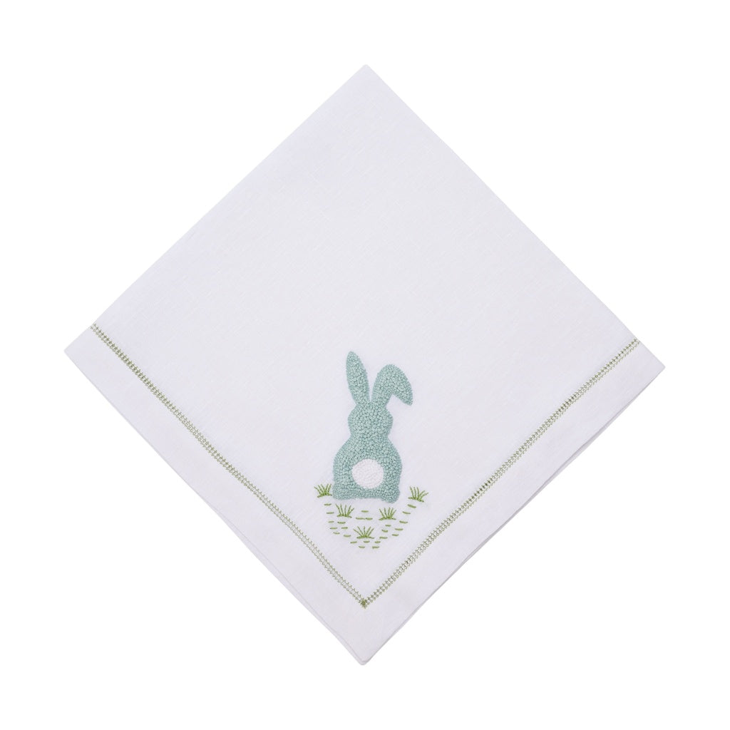 22" Cottontail Embroidered Napkin-Blue-Set of 4