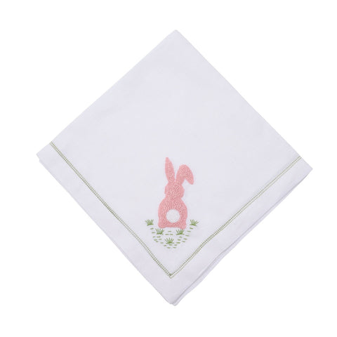 22" Cottontail Embroidered Napkin-Pink-Set of 4