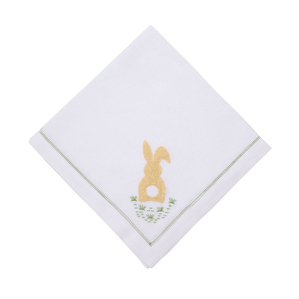 22" Cottontail Embroidered Napkin-Yellow-Set of 4