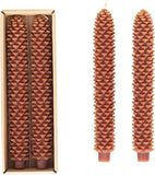 Unscented Pinecone Shaped Taper Candles, Brown, Boxed Set of 2 Small