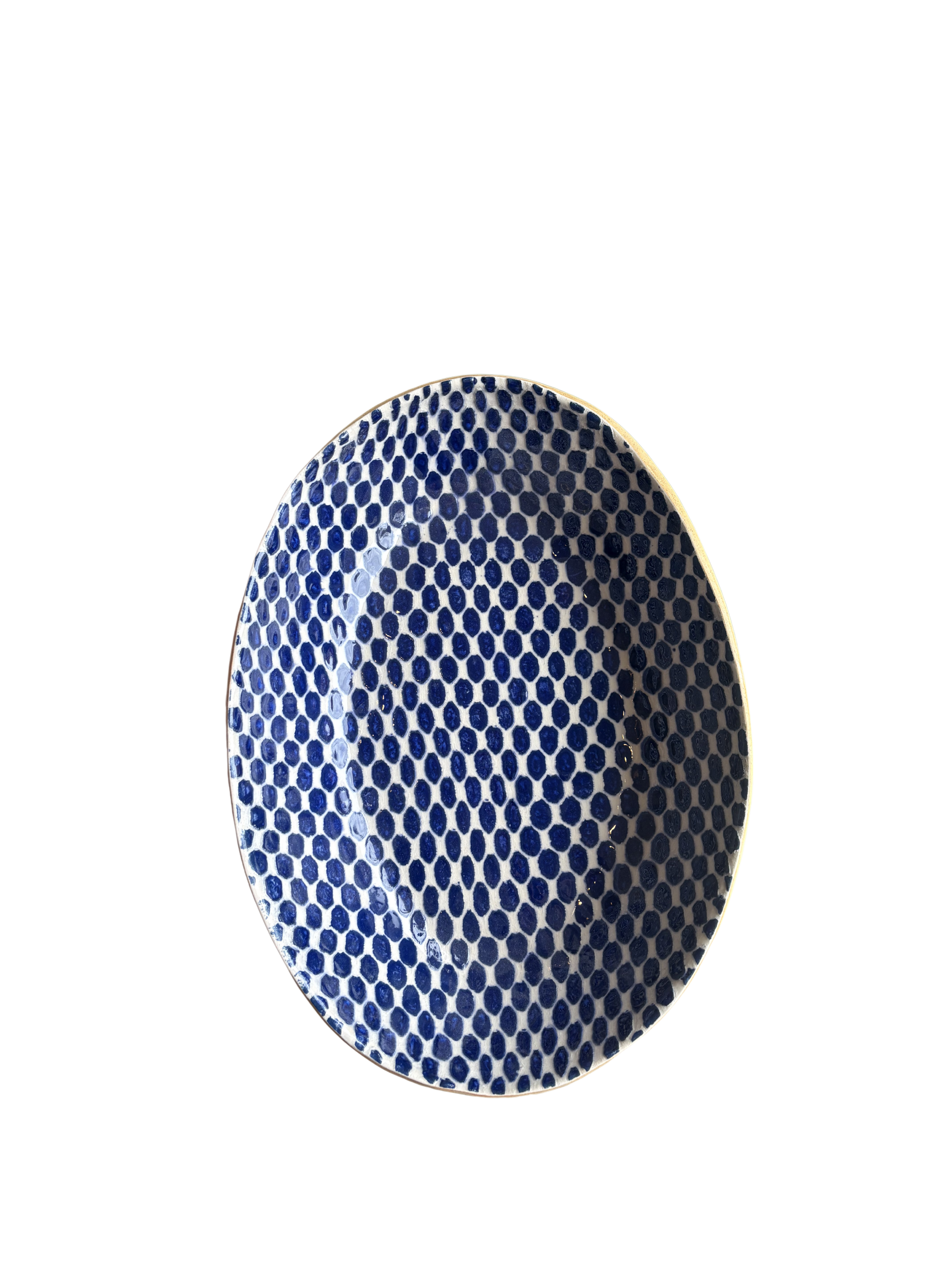 Medium Nested Oval Bowl Dot Cobalt