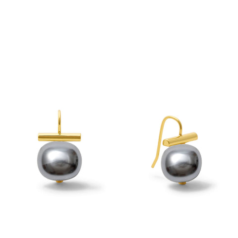 Classic Forever Fave Pebble Pearls Earrings~ Medium: Grey