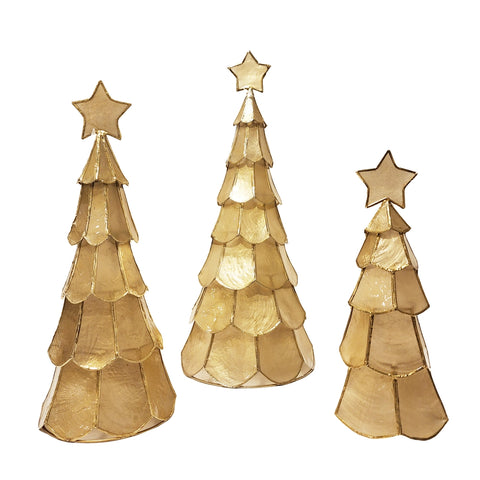 Capiz Layered Tree With Star Gold