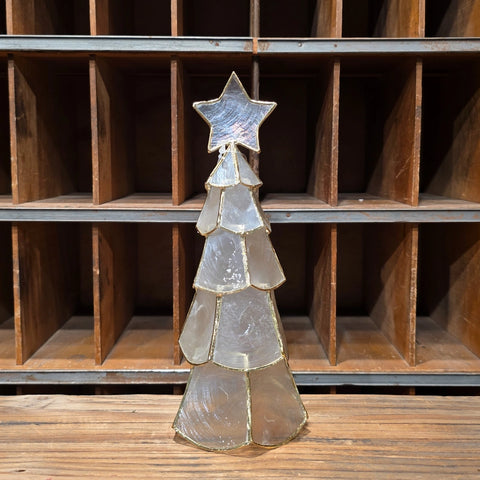 Capiz Layered Tree With Star-Natural, 9 inch