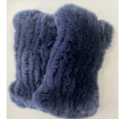 Rex Rabbit Fur Handwarmer-Blue