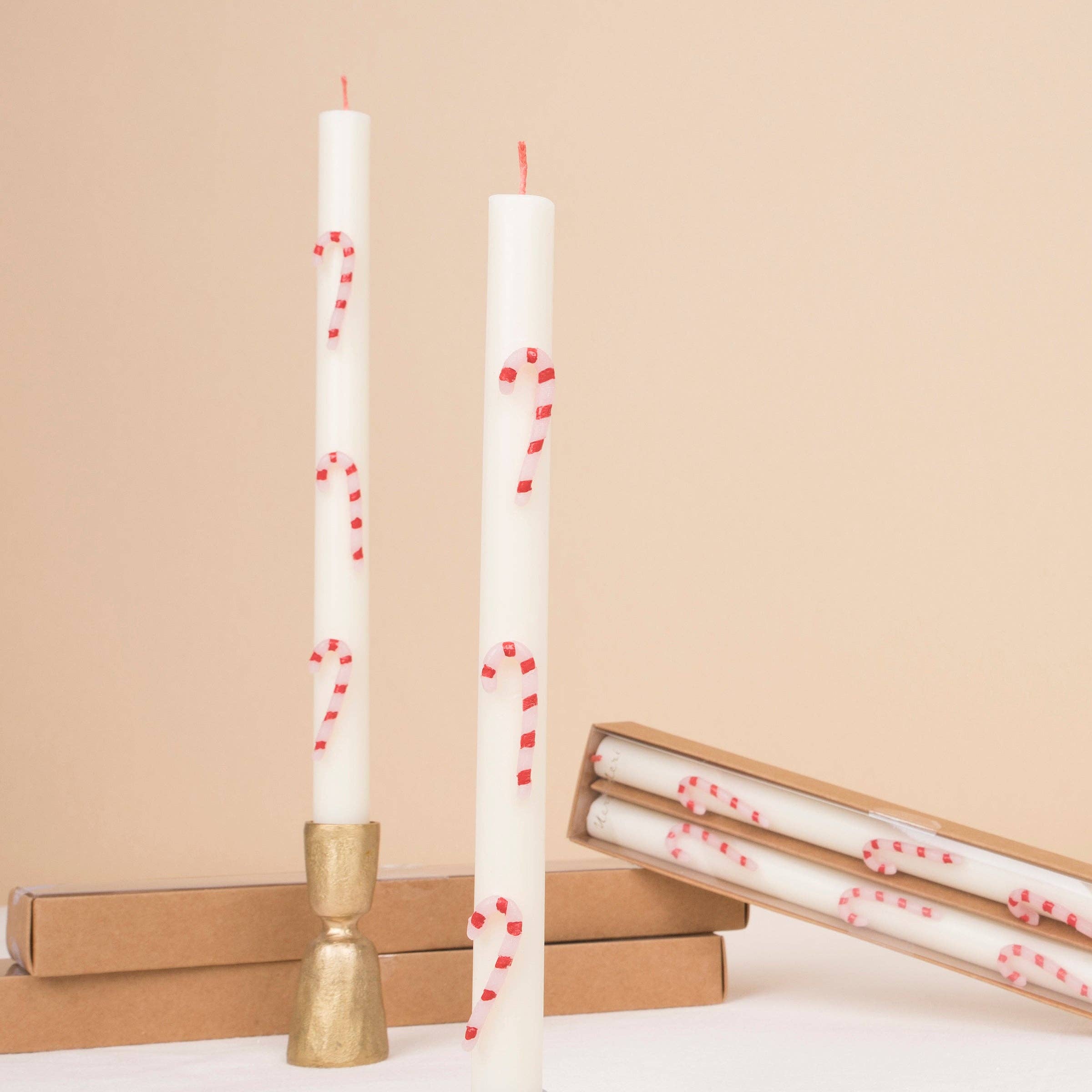 Candy Cane Table Candles-Set of 2