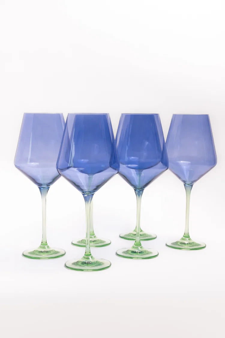 Colorblock: Cobalt + Mint Stemmed Wine-Set of Six