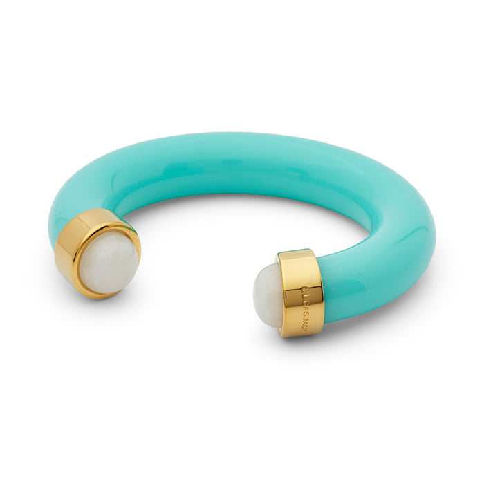 Turquoise Resin White Quartz Cuff