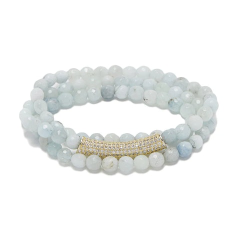 Bar Bracelet - Aquamarine / Gold