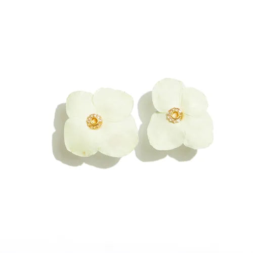 Hydrangea Diamond Stud Clip On Earrings