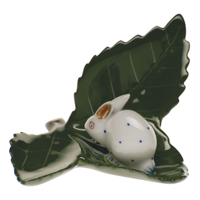 Rabbit on Leaf-Blue & White