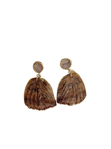 Butterfly Drop Earrings-Brown