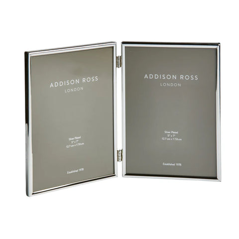 Fine Edged Silver Double Photo Frame 4x6