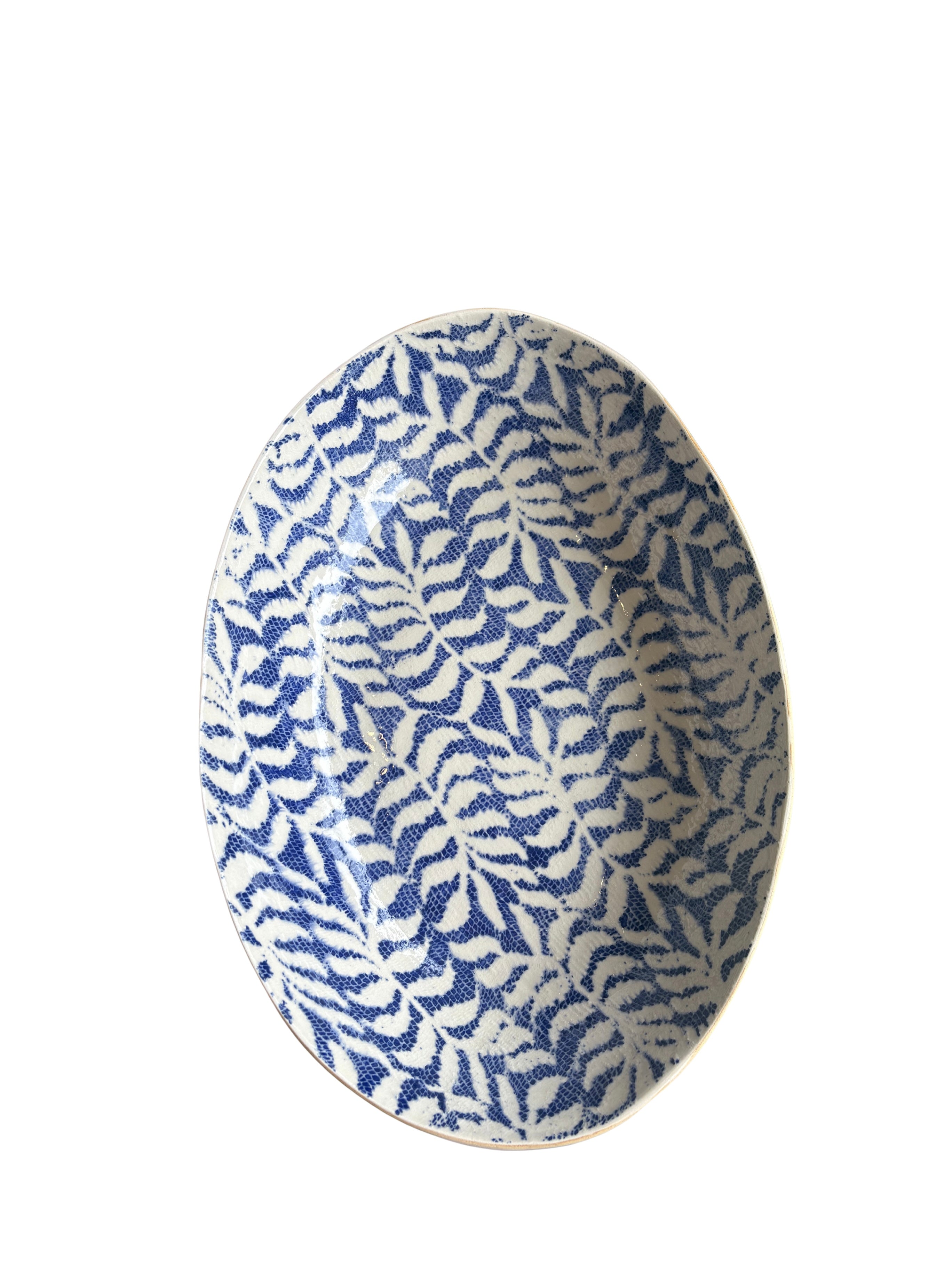 Large Nested Oval Bowl Fern Cobalt