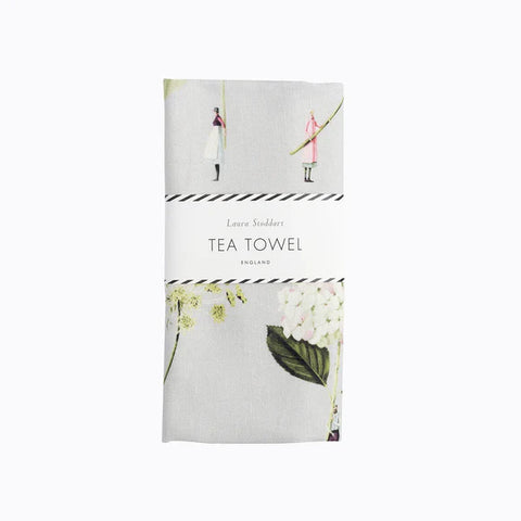In Bloom Green Flowers Tea Towel