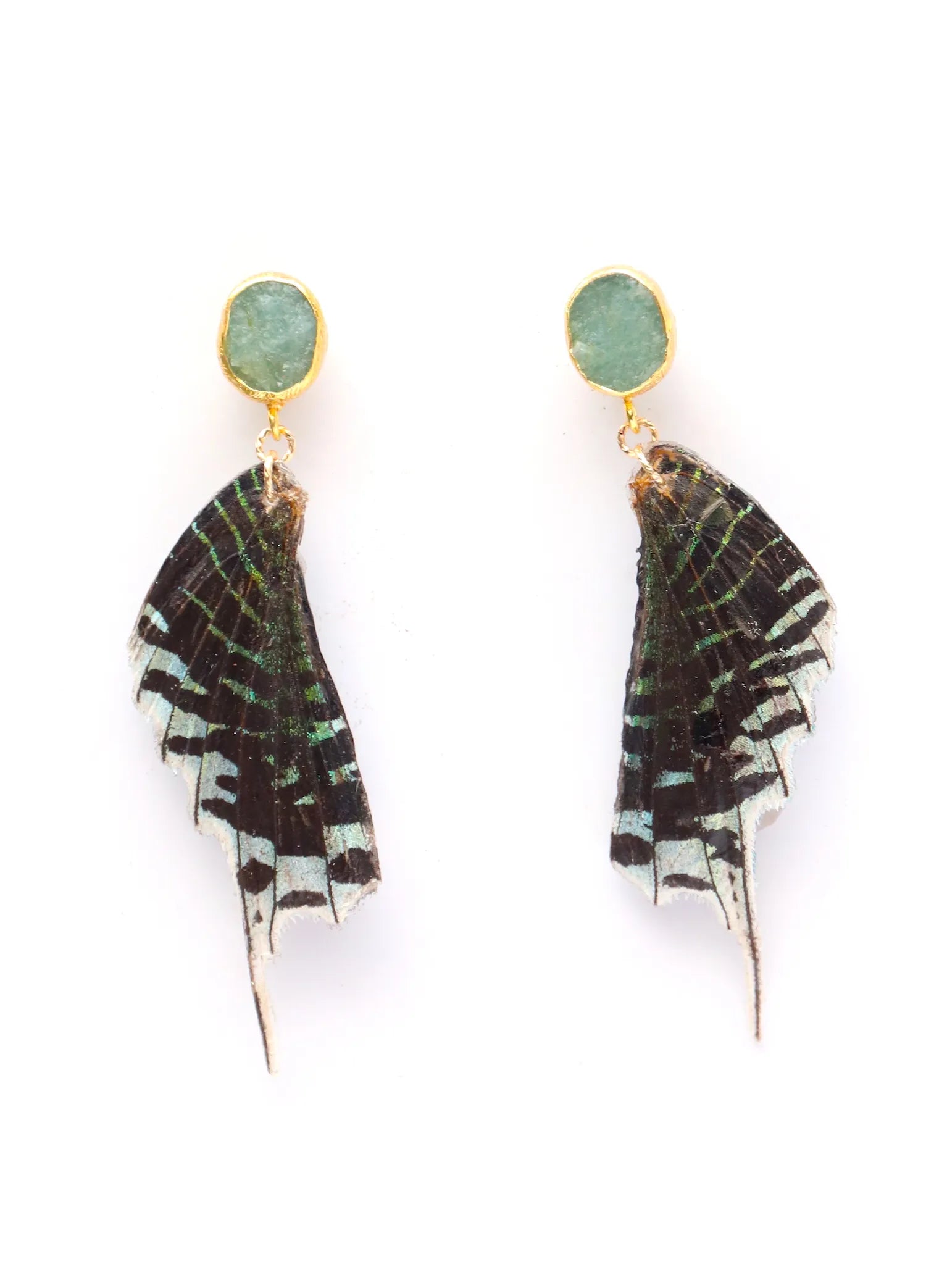 Butterfly Drop Earring-Blue Druzy
