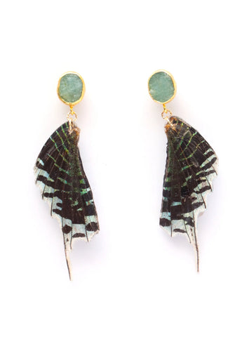 Butterfly Drop Earring-Blue Druzy
