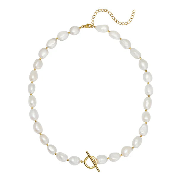 Freshwater Pearl Toggle Charm Necklace
