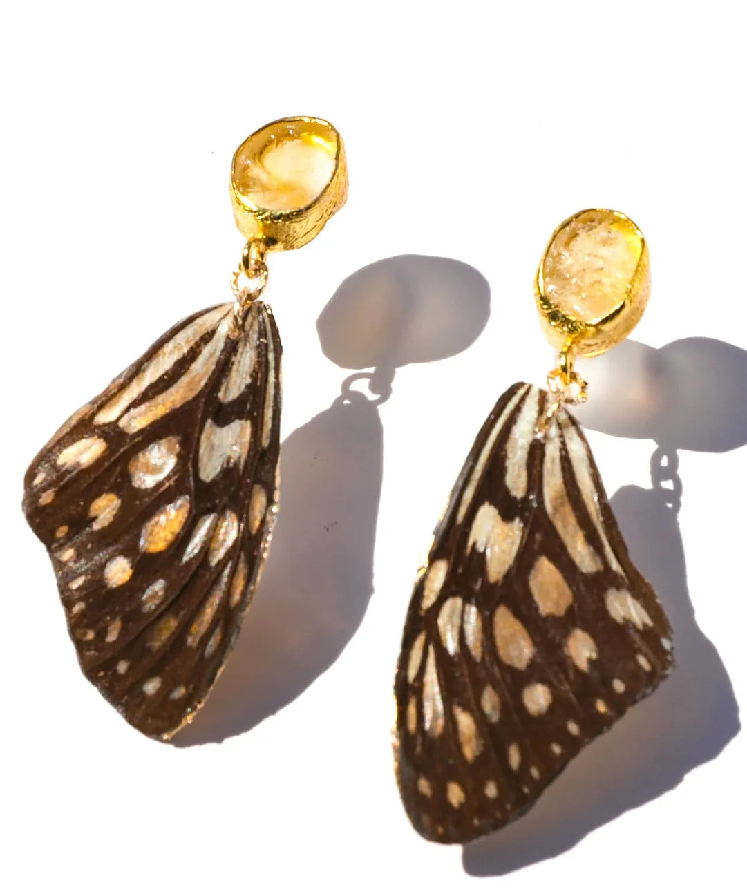 Red Ring Skirt Real Butterfly Clip On Earrings with Citrine