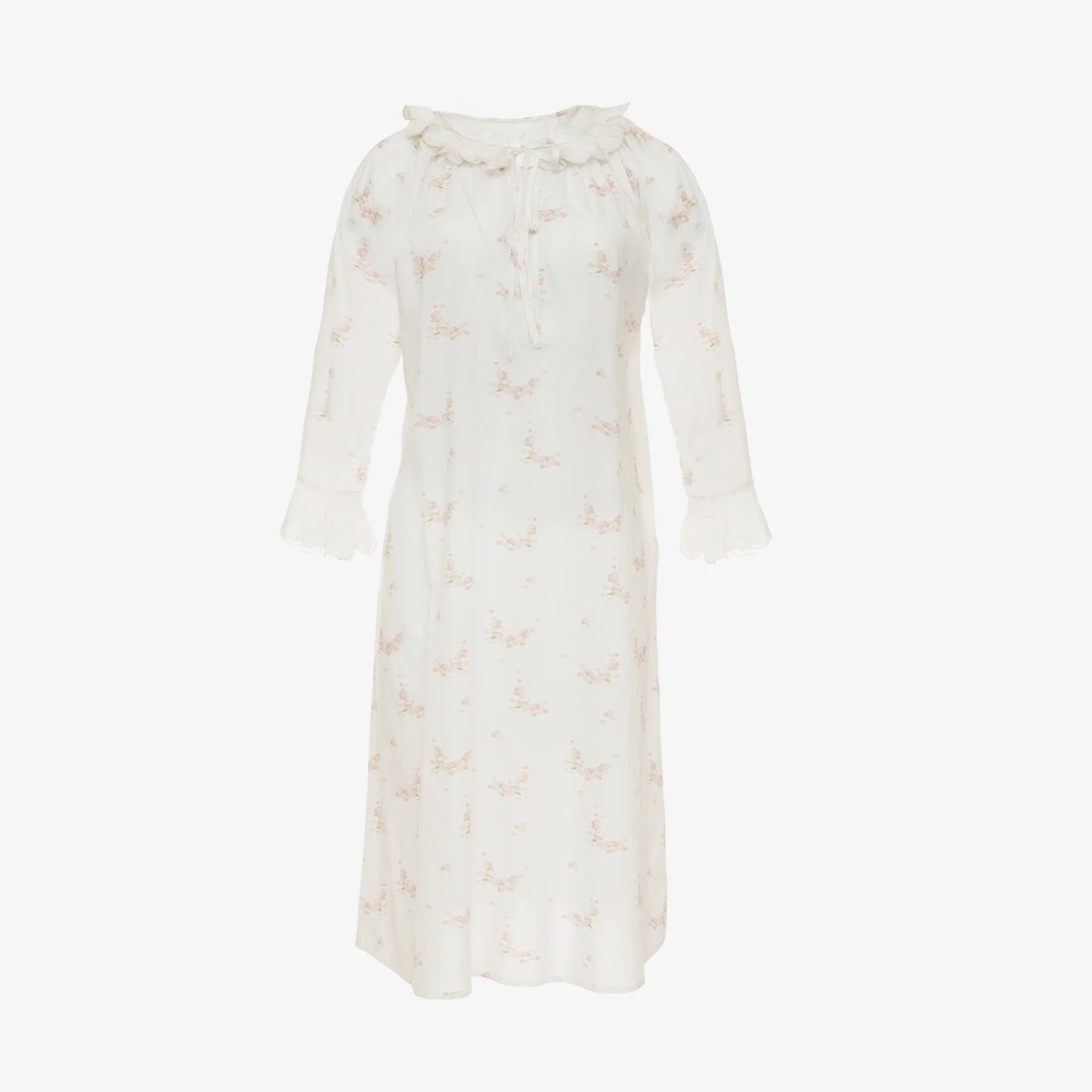 Lucy Ruffle Long Sleeve Nightgown-Pink