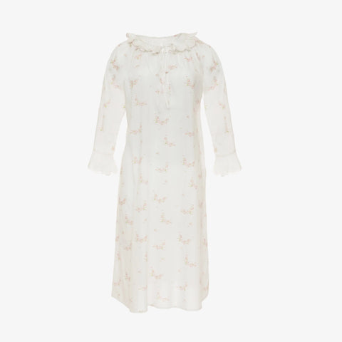 Lucy Ruffle Long Sleeve Nightgown-Pink