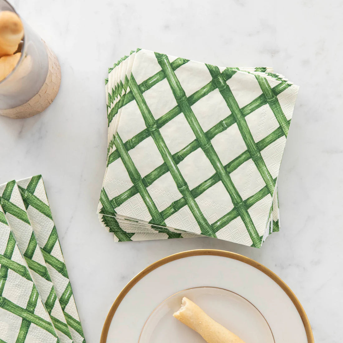 Green Lattice Cocktail Napkins