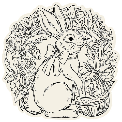 Die-cut Coloring Bunny Wreath Placemat