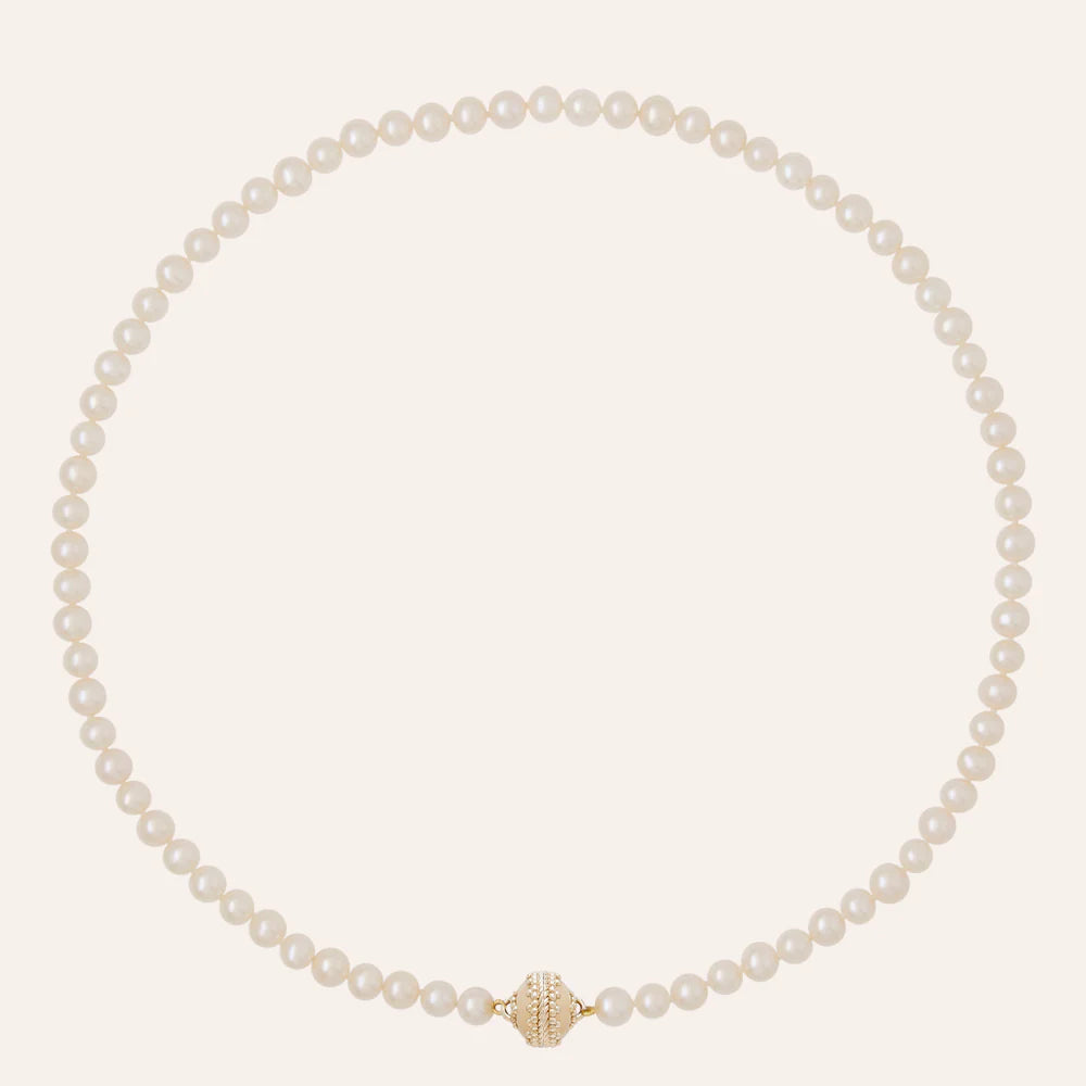 Freshwater White Round Pearl Mini Necklace