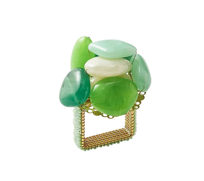 Sea Stone Napkin Ring in Green Set of 4