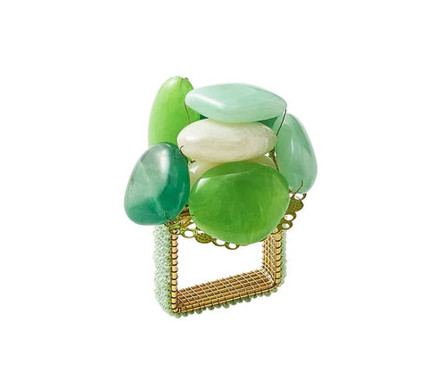 Sea Stone Napkin Ring in Green Set of 4
