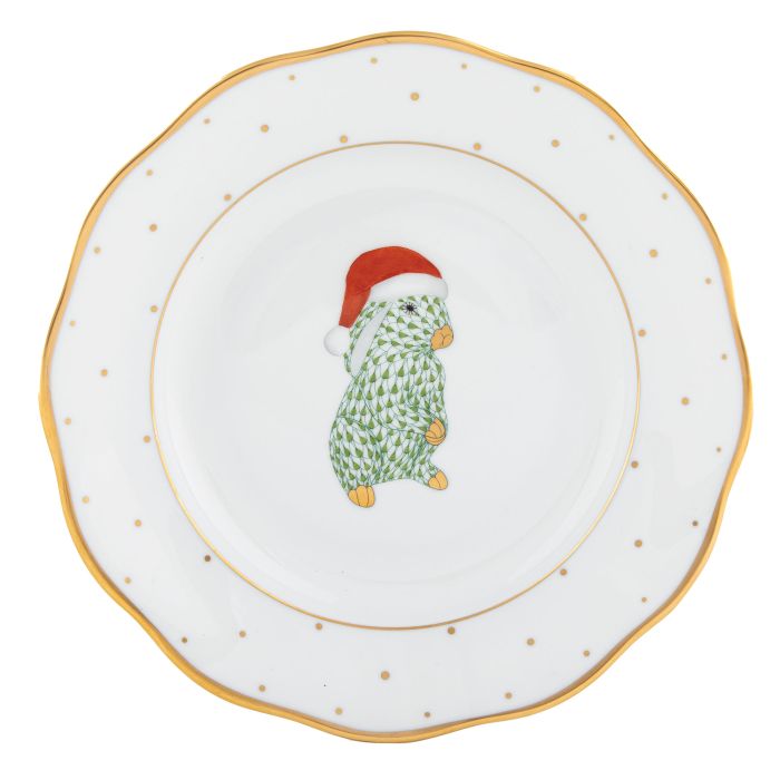 Christmas Dessert Plate-Santa Bunny