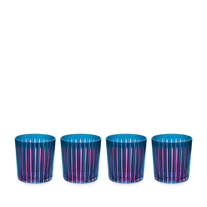 Prism Double Old Fashioned-Set of 4-Blue