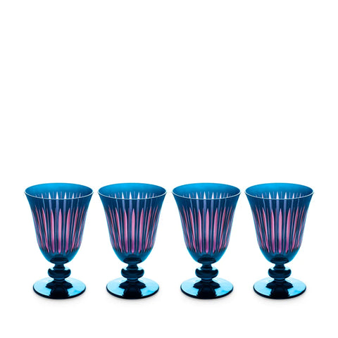 Prism Wine Glasses-Set of 4-Blue