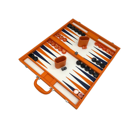 18" Backgammon-Orange Faux Leather