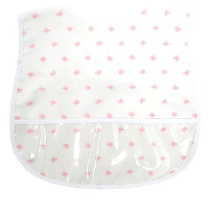 Pink Bow Wipeable Bib