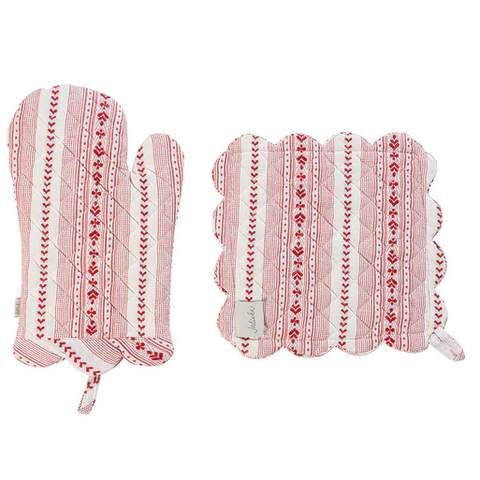 Striped Oven Mitt and Pot Holder